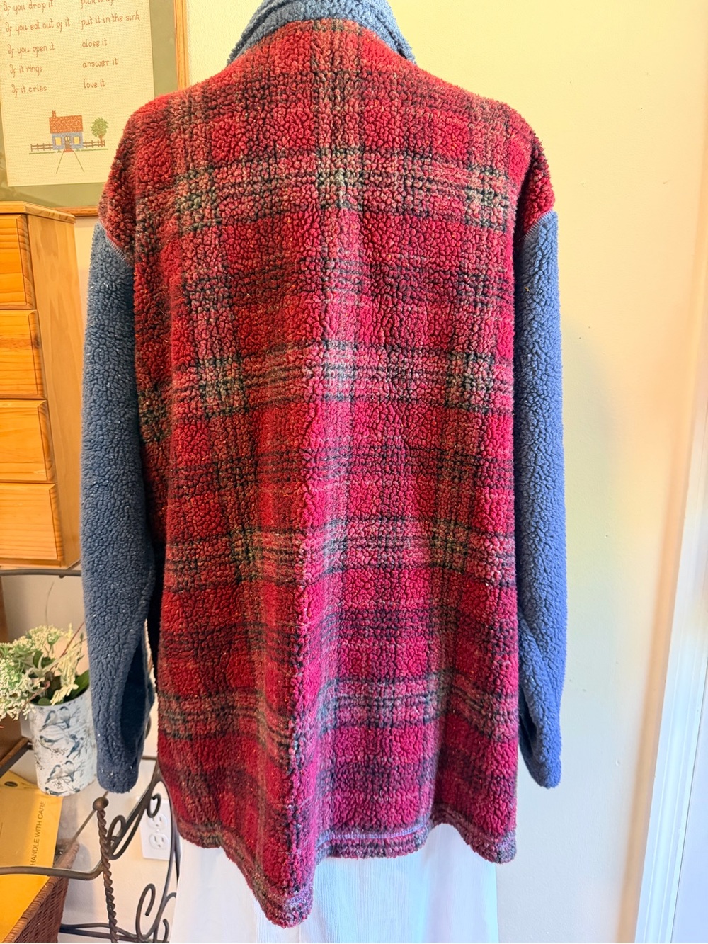 Vintage Koret City Blues Patchwork Fleece Button Up Jacket | Colorblock L/XL - Picture 4 of 11